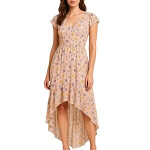 Y2k Speechless Pink Floral High Low A-Line Maxi Dress Sundress Small